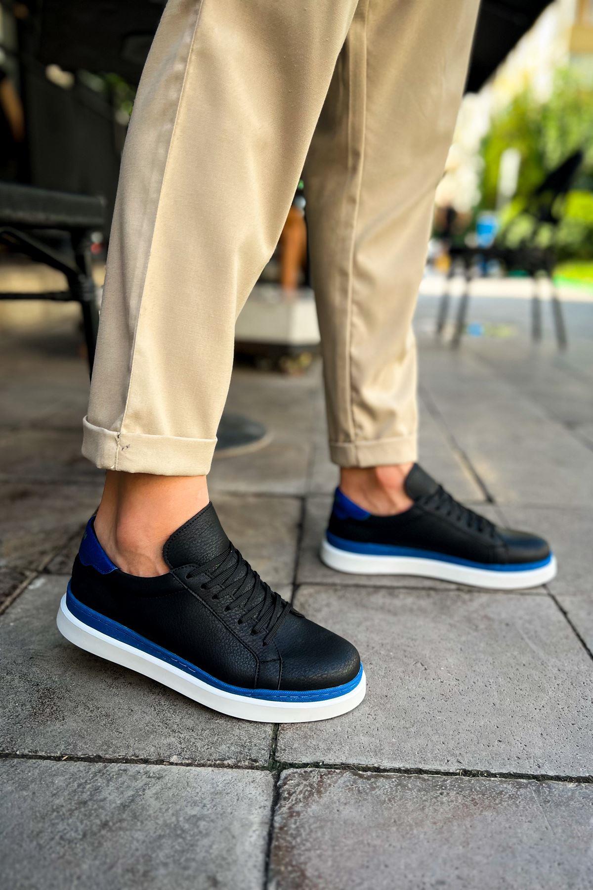 umitarafal CH979 Santoni GBT Spor Erkek Ayakkabı SIYAH/MAVI