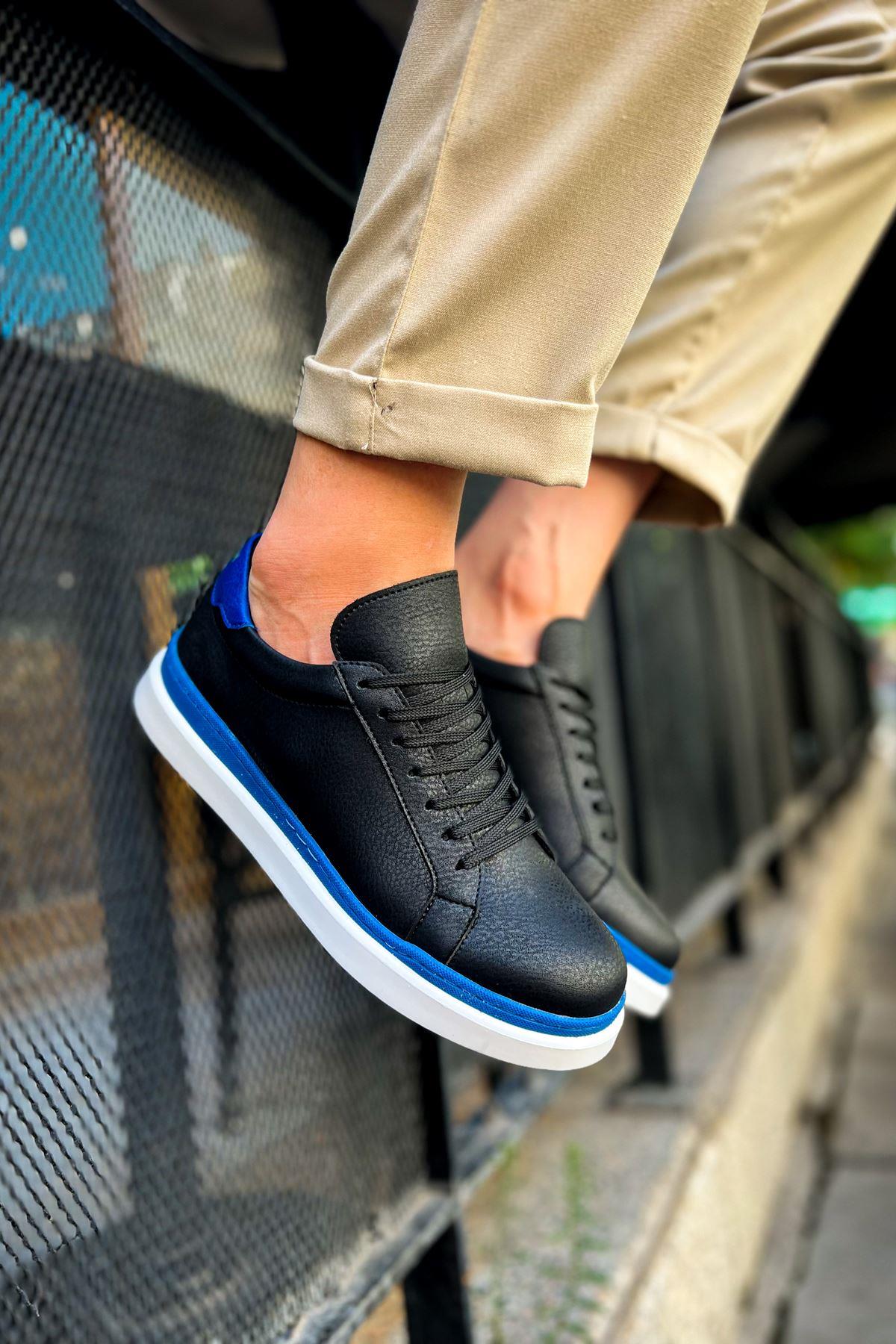 umitarafal CH979 Santoni GBT Spor Erkek Ayakkabı SIYAH/MAVI