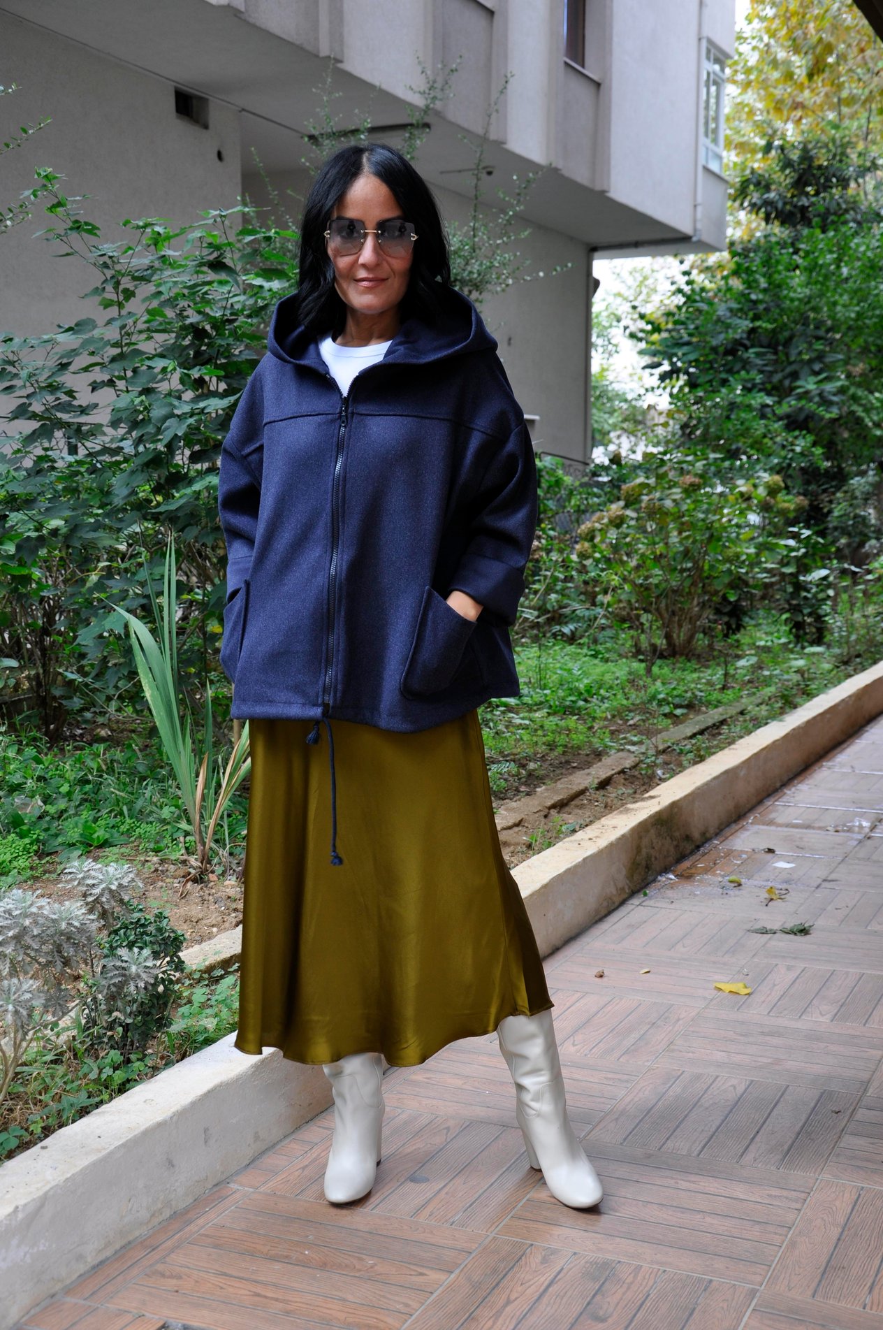 Lacivert Kaşe Mont
