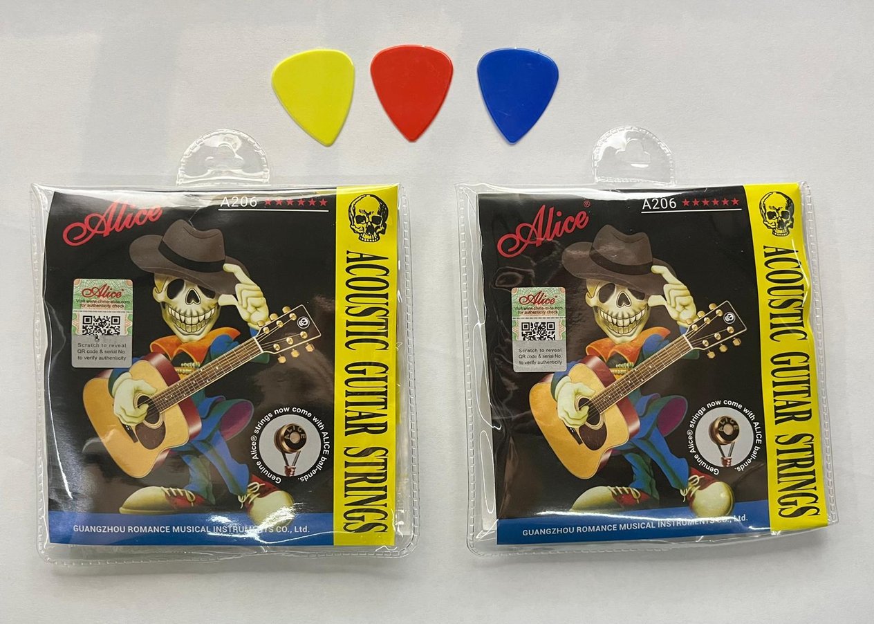 Alice A206 Akustik Gitar Teli - 2 Takım (Paket)- 3 Adet Pena Hediyeli