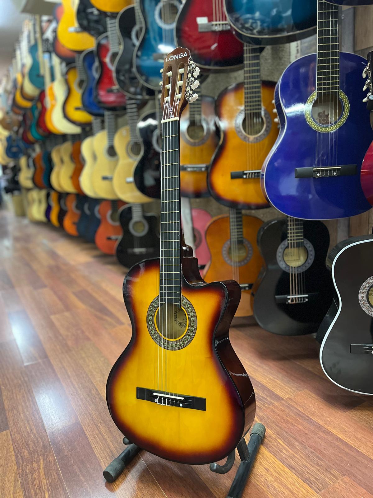LONGA SUNBURST 4/4 TAM BOY KESİK KASA KLASİK GİTAR KILIF PENA DAHİL