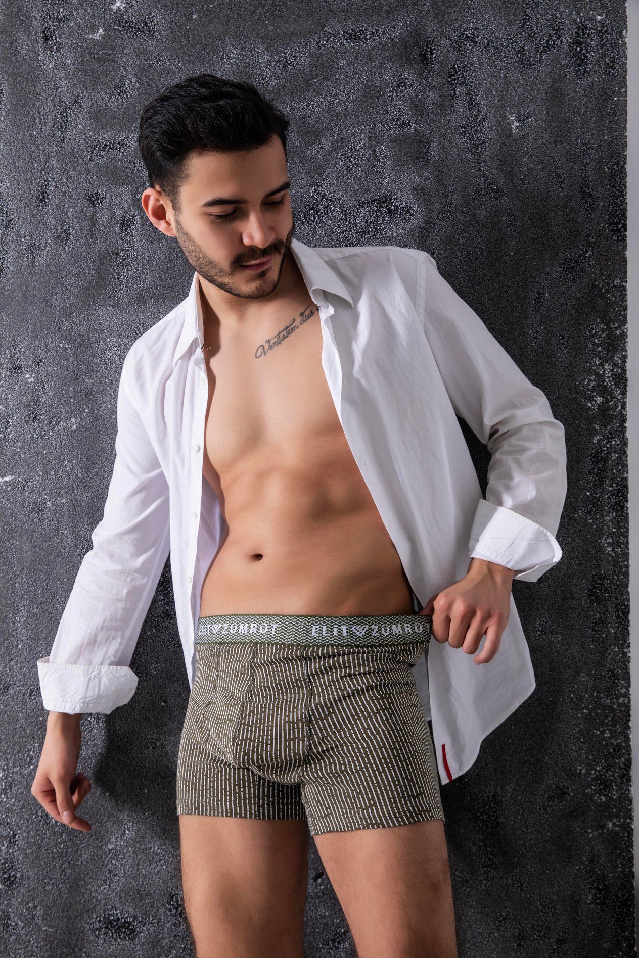 Erkek Desenli Likralı Boxer 3'Lü Paket Baklava Lastikli