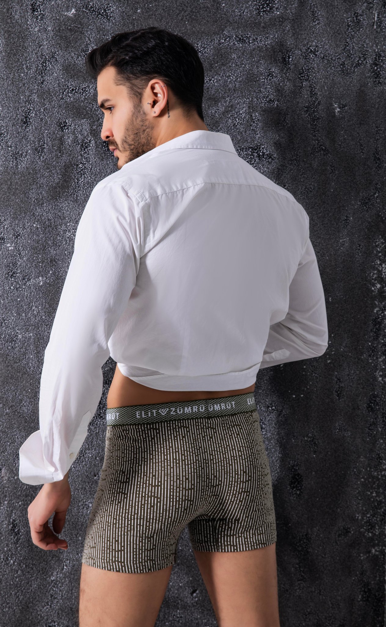 Erkek Desenli Likralı Boxer 3'Lü Paket Baklava Lastikli