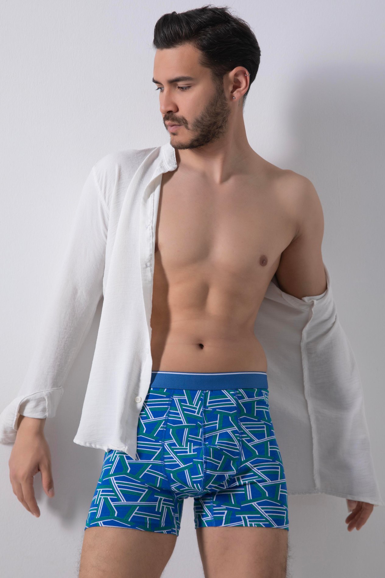 1333'Lü Desenli Boxer&Düz lastikliELİT ZÜMRÜTErkek Düz Lastikli Pamuklu Desenli Boxer 3'Lü Paket