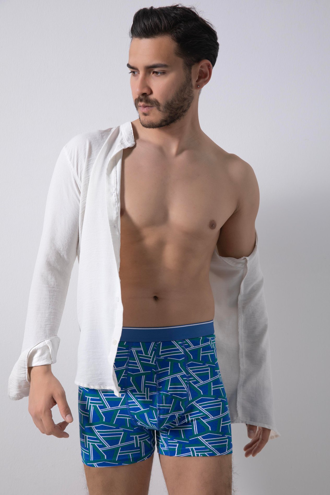 1333'Lü Desenli Boxer&Düz lastikliELİT ZÜMRÜTErkek Düz Lastikli Pamuklu Desenli Boxer 3'Lü Paket