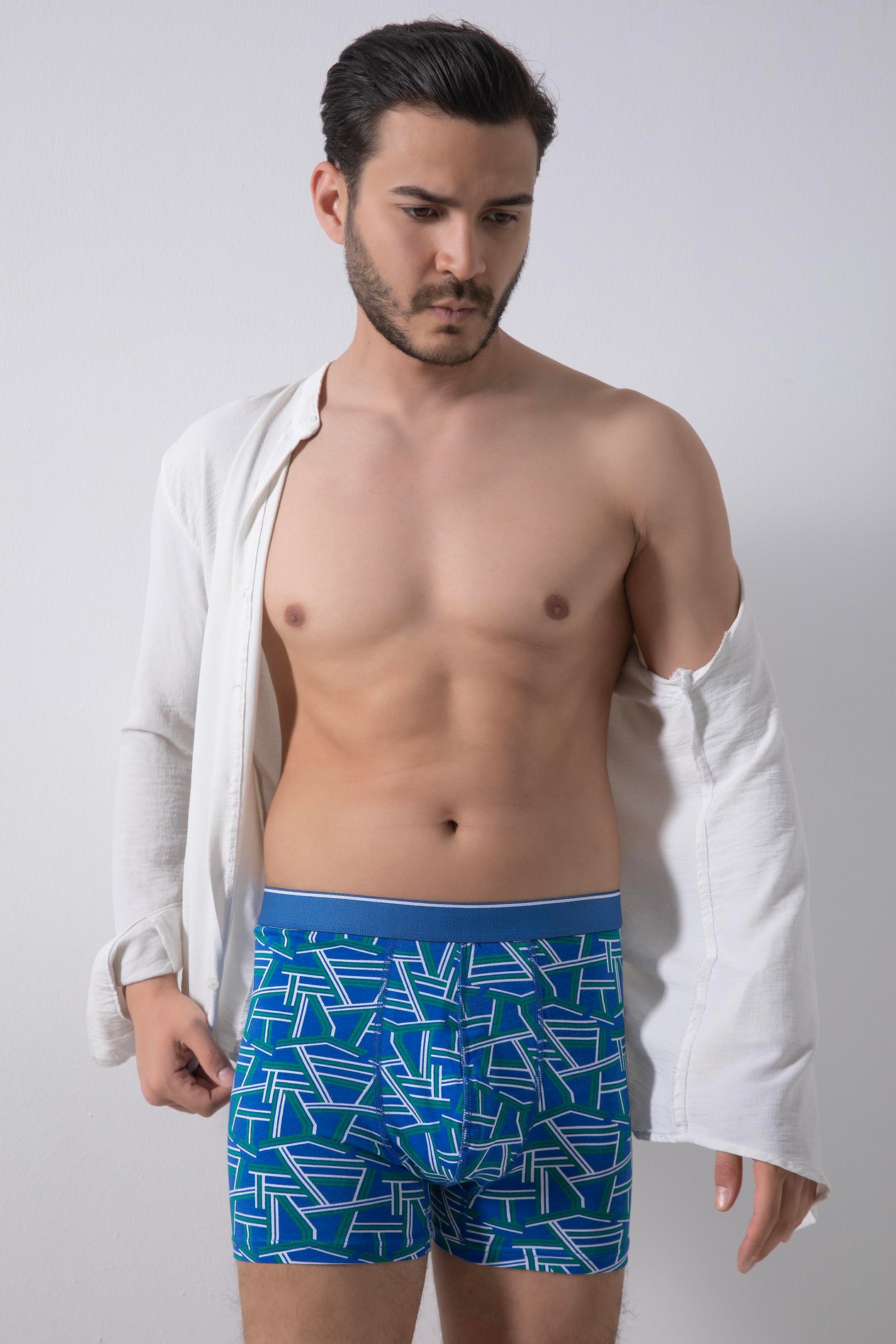 1333'Lü Desenli Boxer&Düz lastikliELİT ZÜMRÜTErkek Düz Lastikli Pamuklu Desenli Boxer 3'Lü Paket