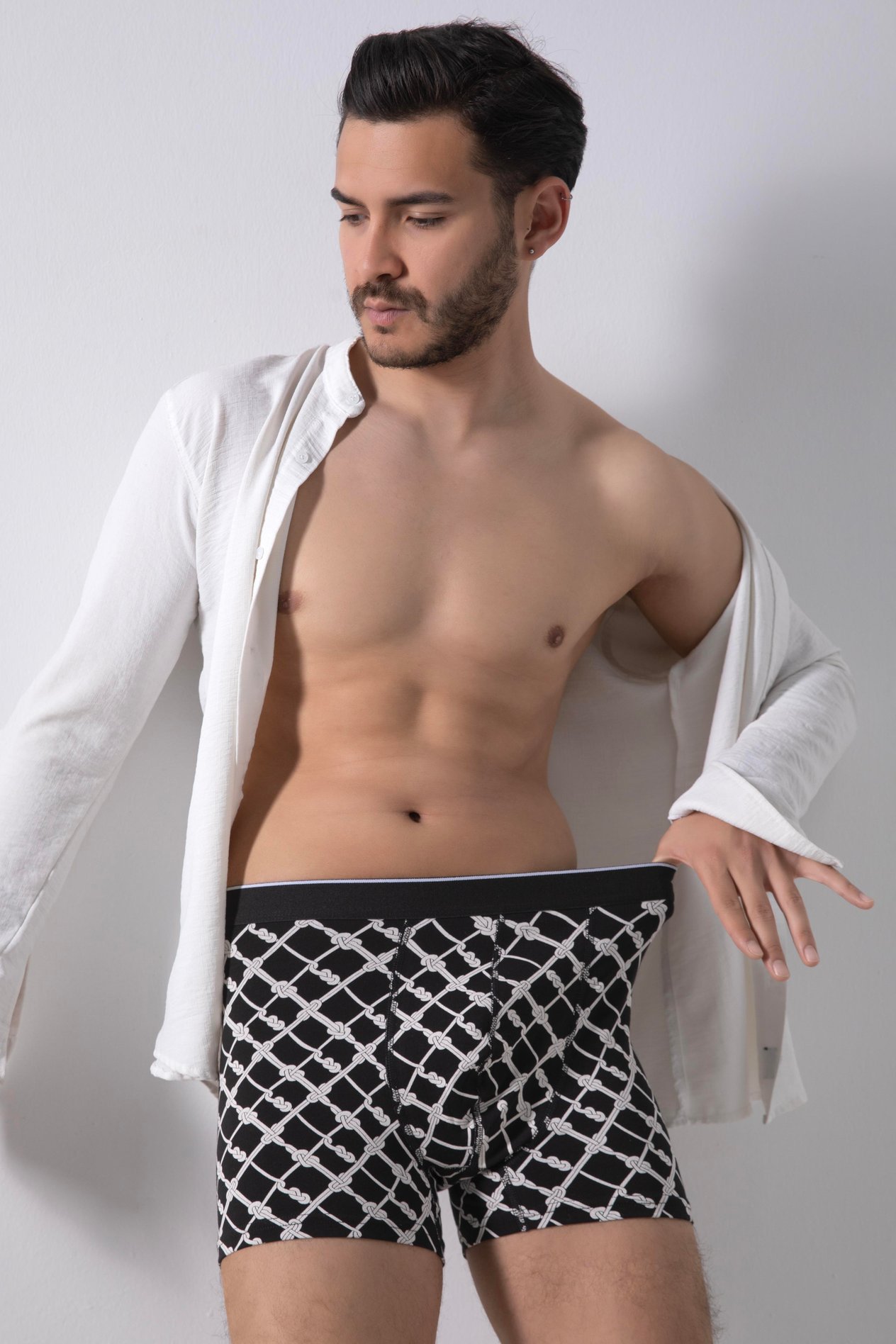 1413'Lü Desenli Boxer&Düz lastikliELİT ZÜMRÜTErkek Düz Lastikli Pamuklu Desenli Boxer 3'Lü Paket