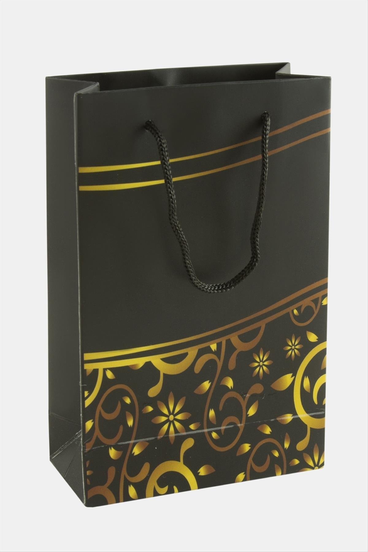 11*17 Çiçek Desenli İpli Karton Çanta 1 Adet