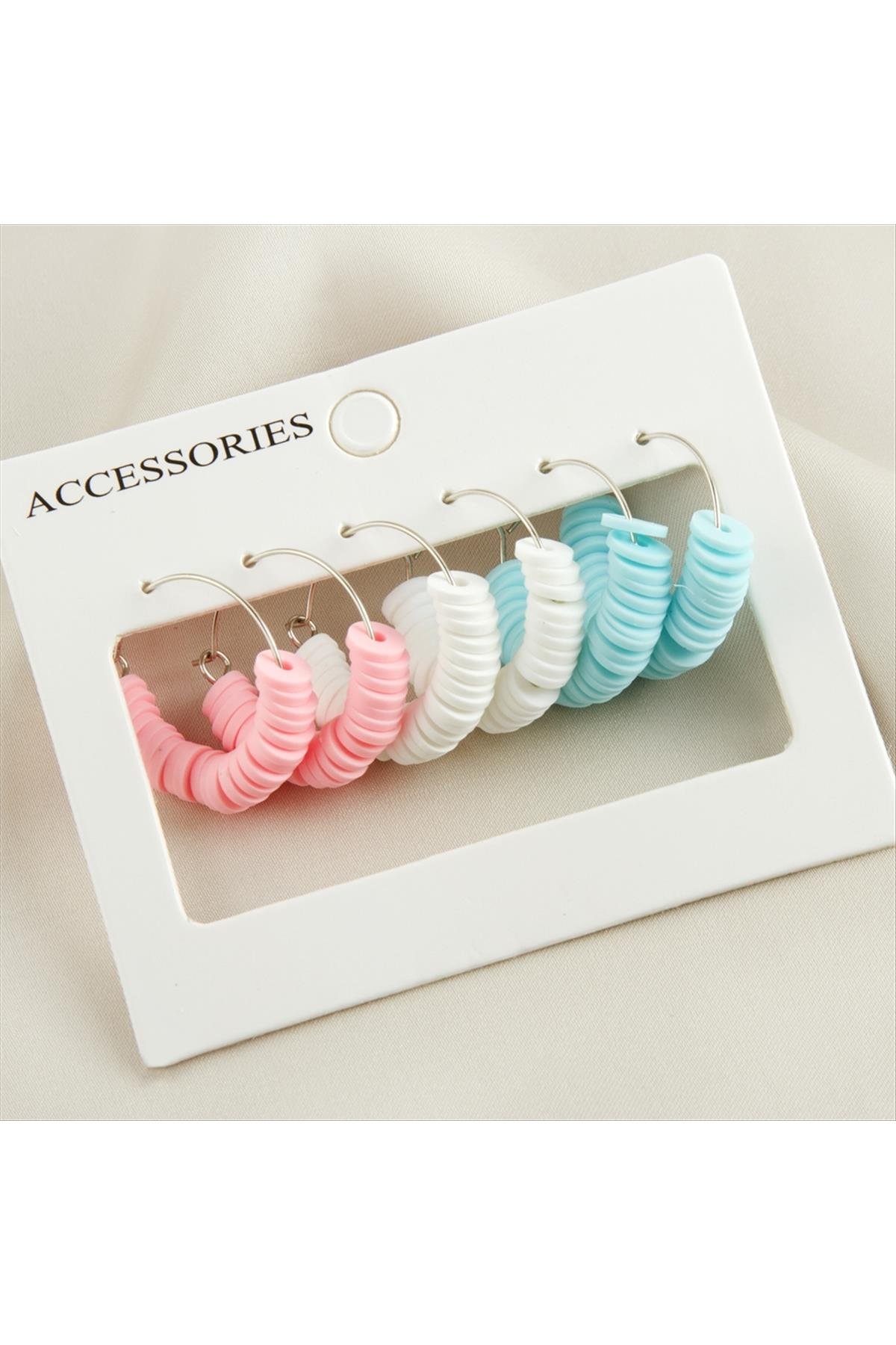 6 Adet Fimo Boncuk Halka Küpe 2 cm