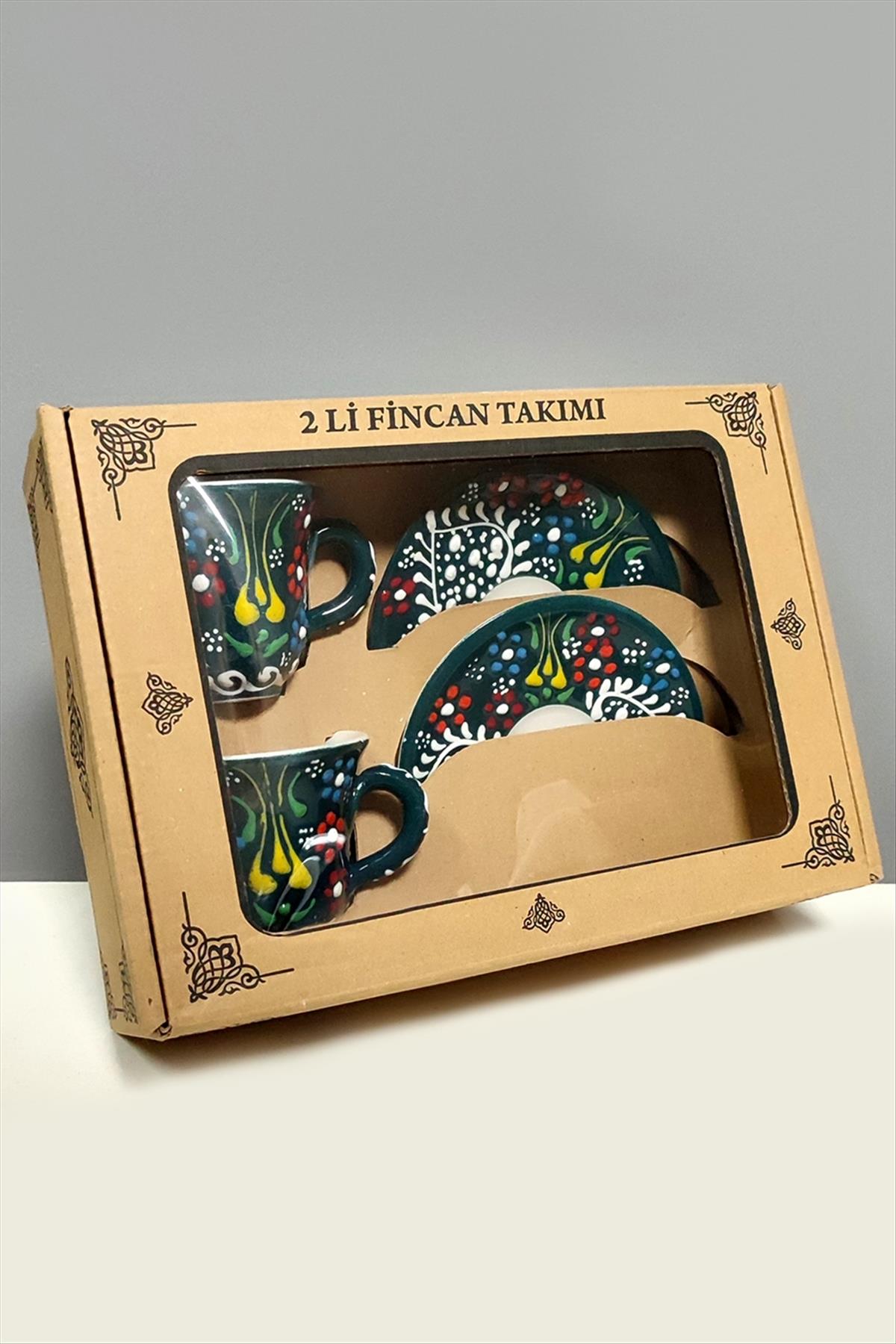 Çini Desenli Seramik İkili Fincan Takımı