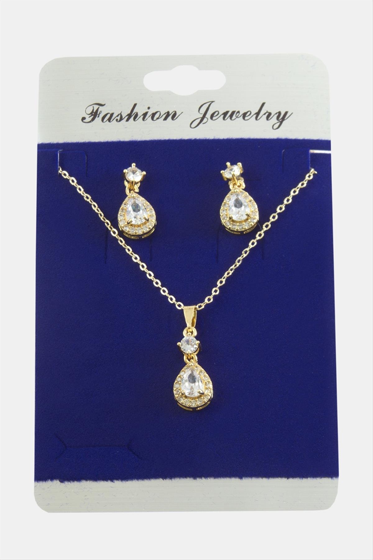 Damla Zirkon Taşlı Set Kolye