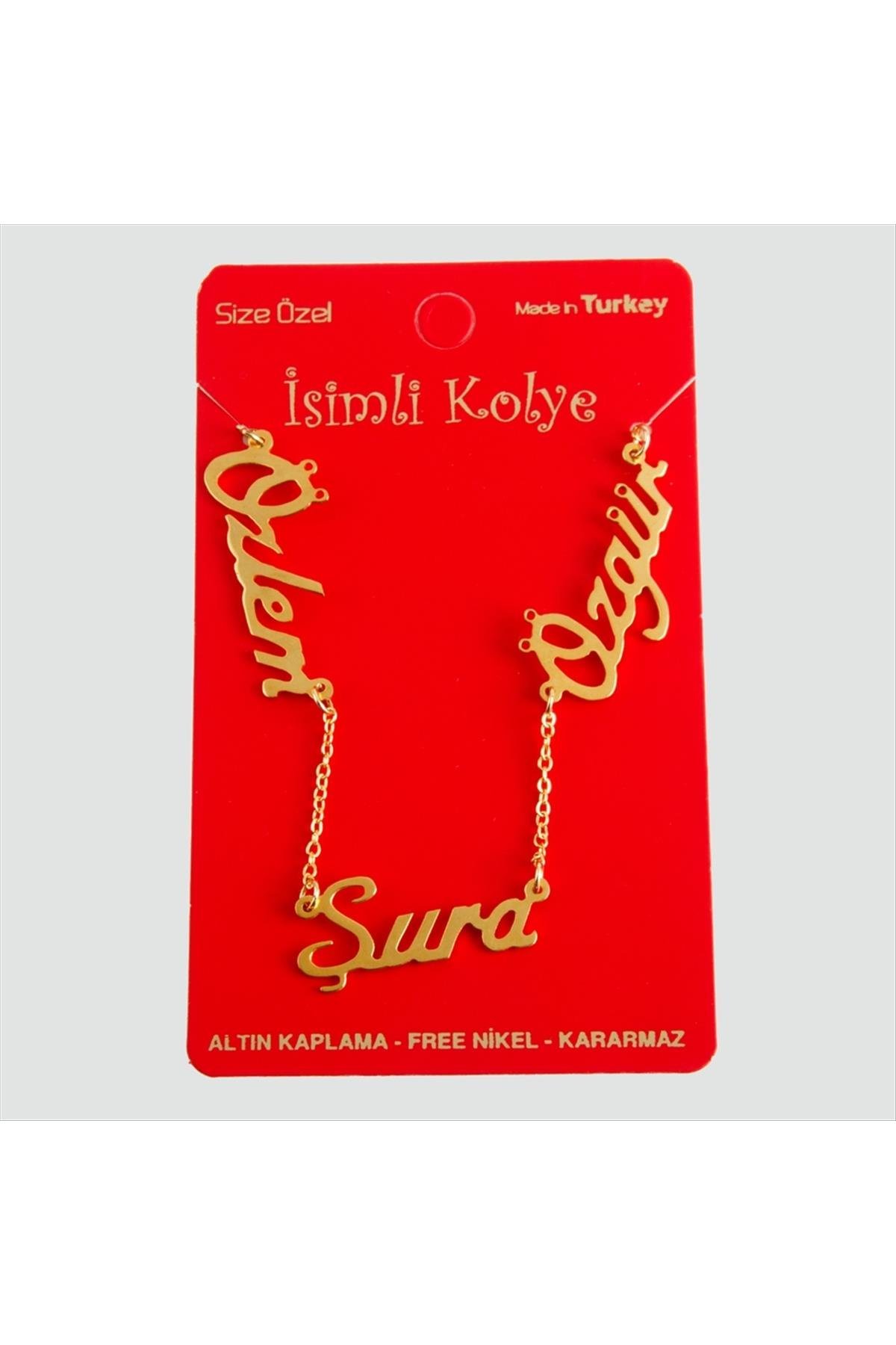 Kişiye Özel Üç İsim Yazılı Kolye