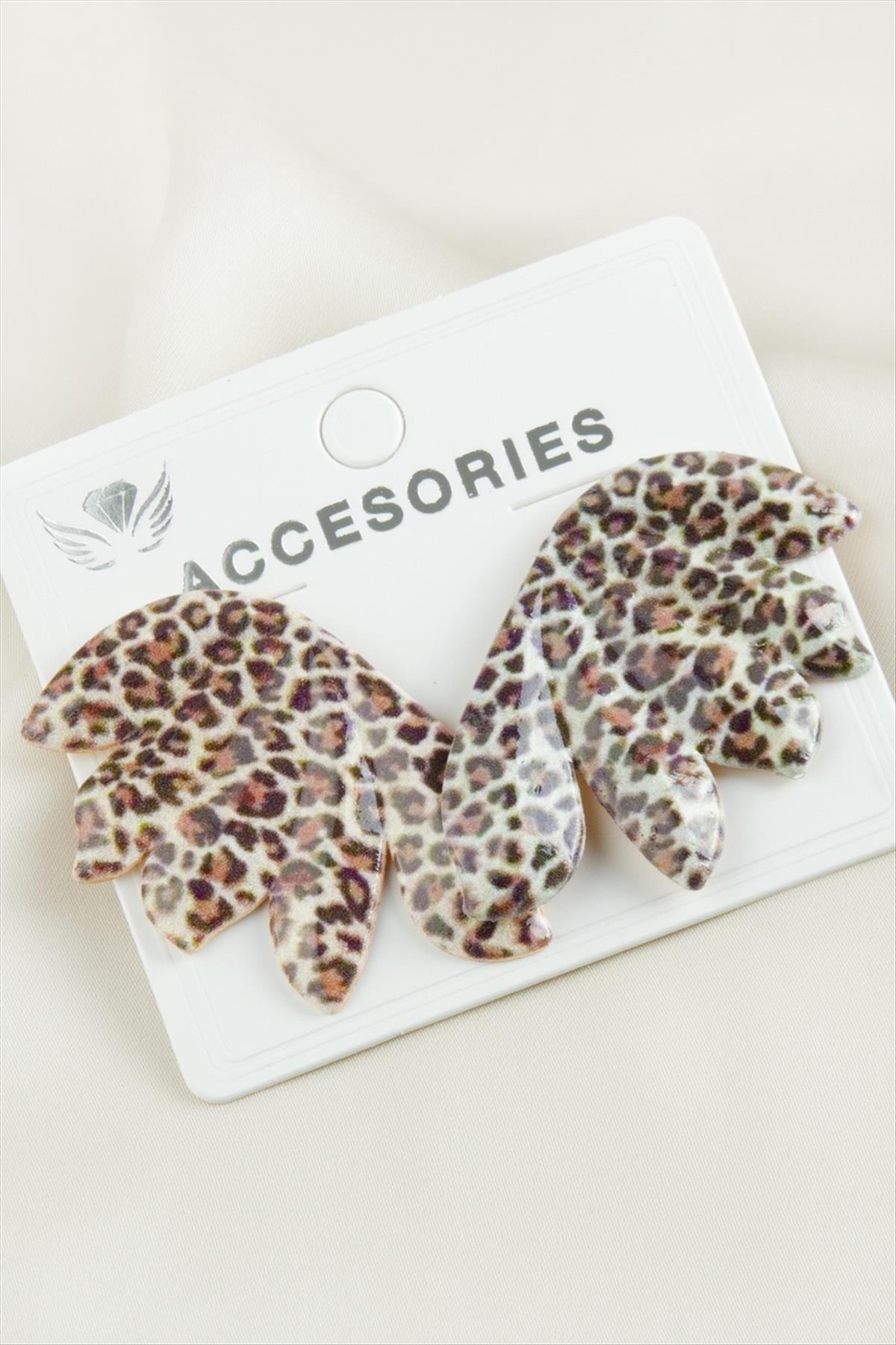 Leopar Desenli Yeni Sezon Metal Küpe