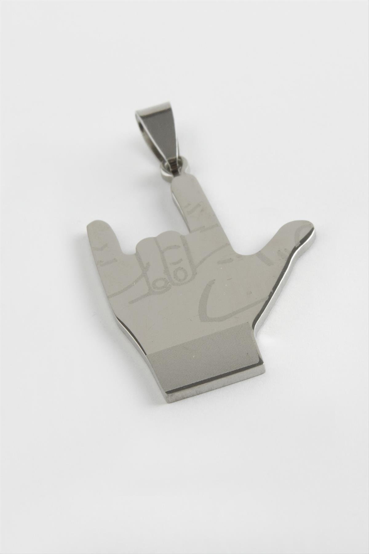 Rocky İşareti Çelik Kolye Ucu 3,5 cm