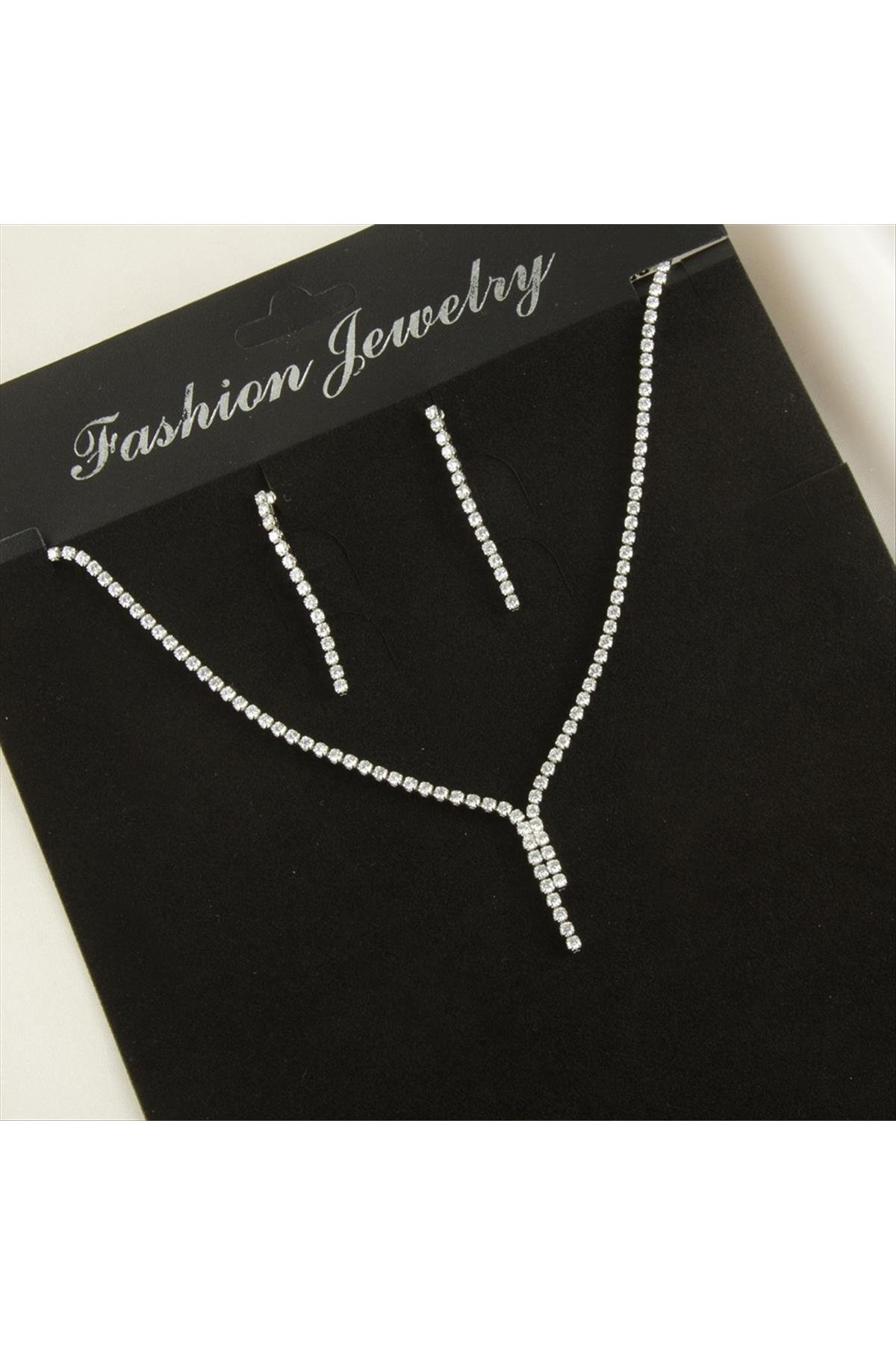 Tamtur Zirkon Taşlı Lüks Kararmaz Set Kolye 3 mm