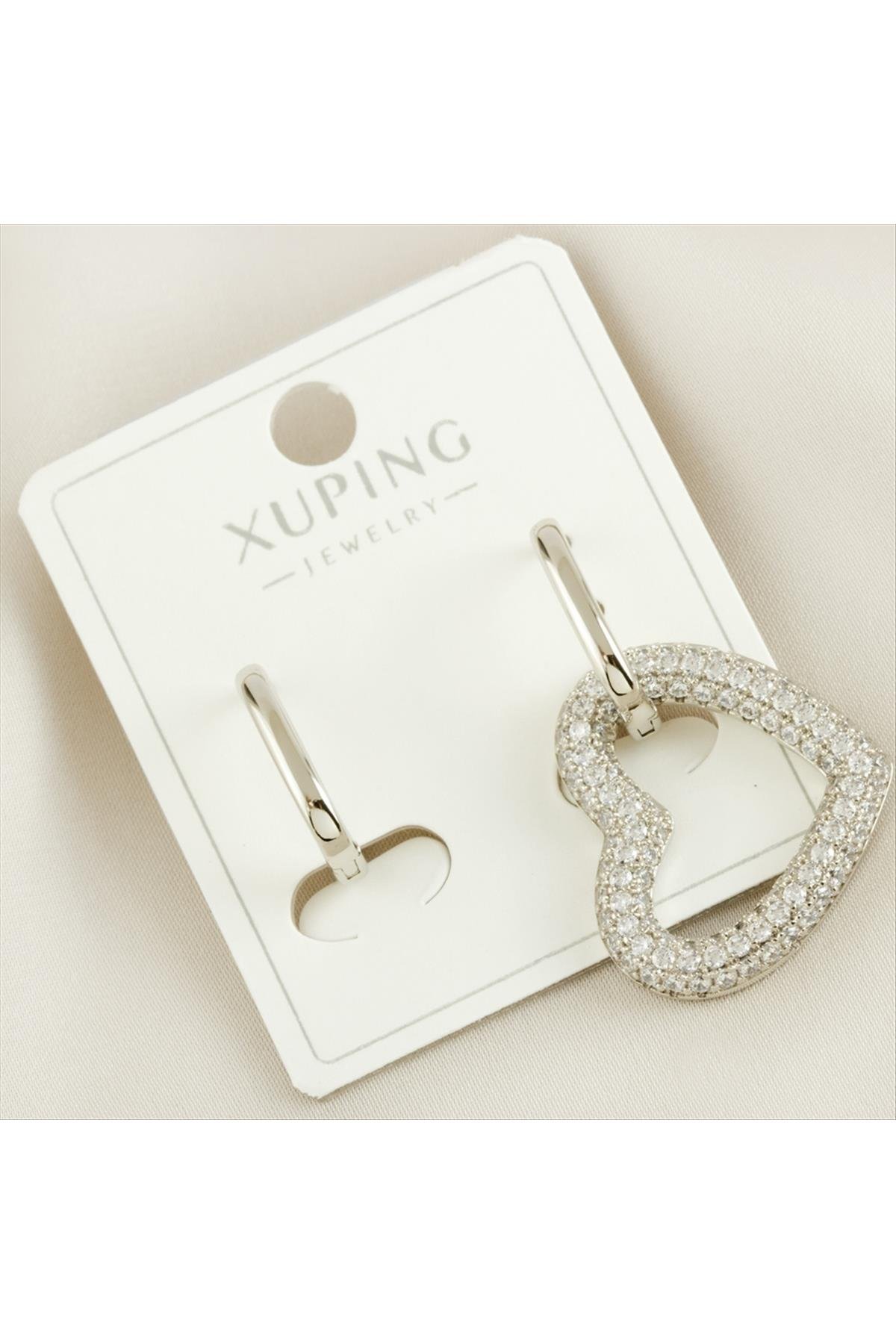 Xuping Kalp Zirkon Taşlı Lüks Çelik Küpe