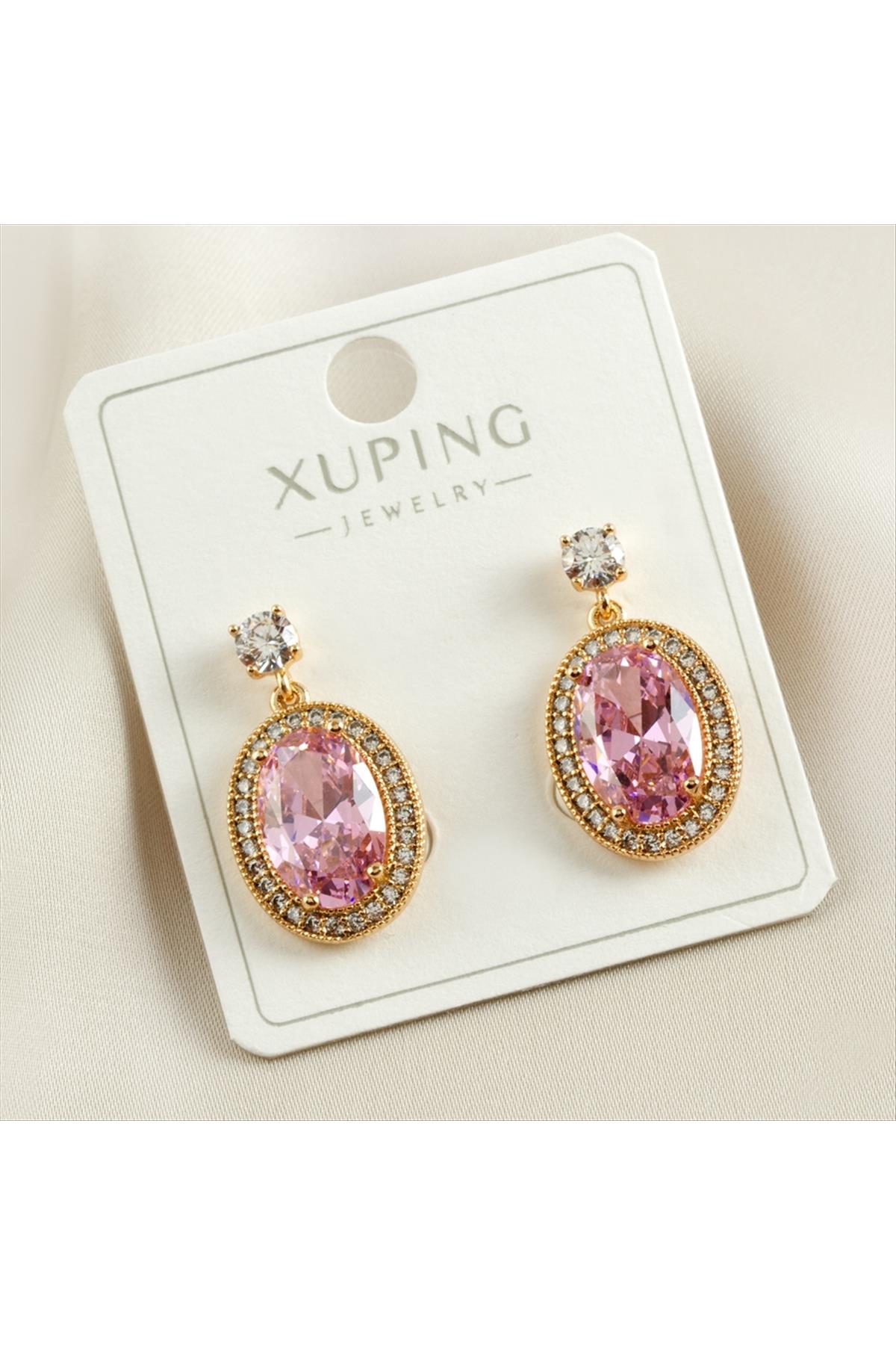 Xuping Oval Zirkon Taşlı Lüks Küpe