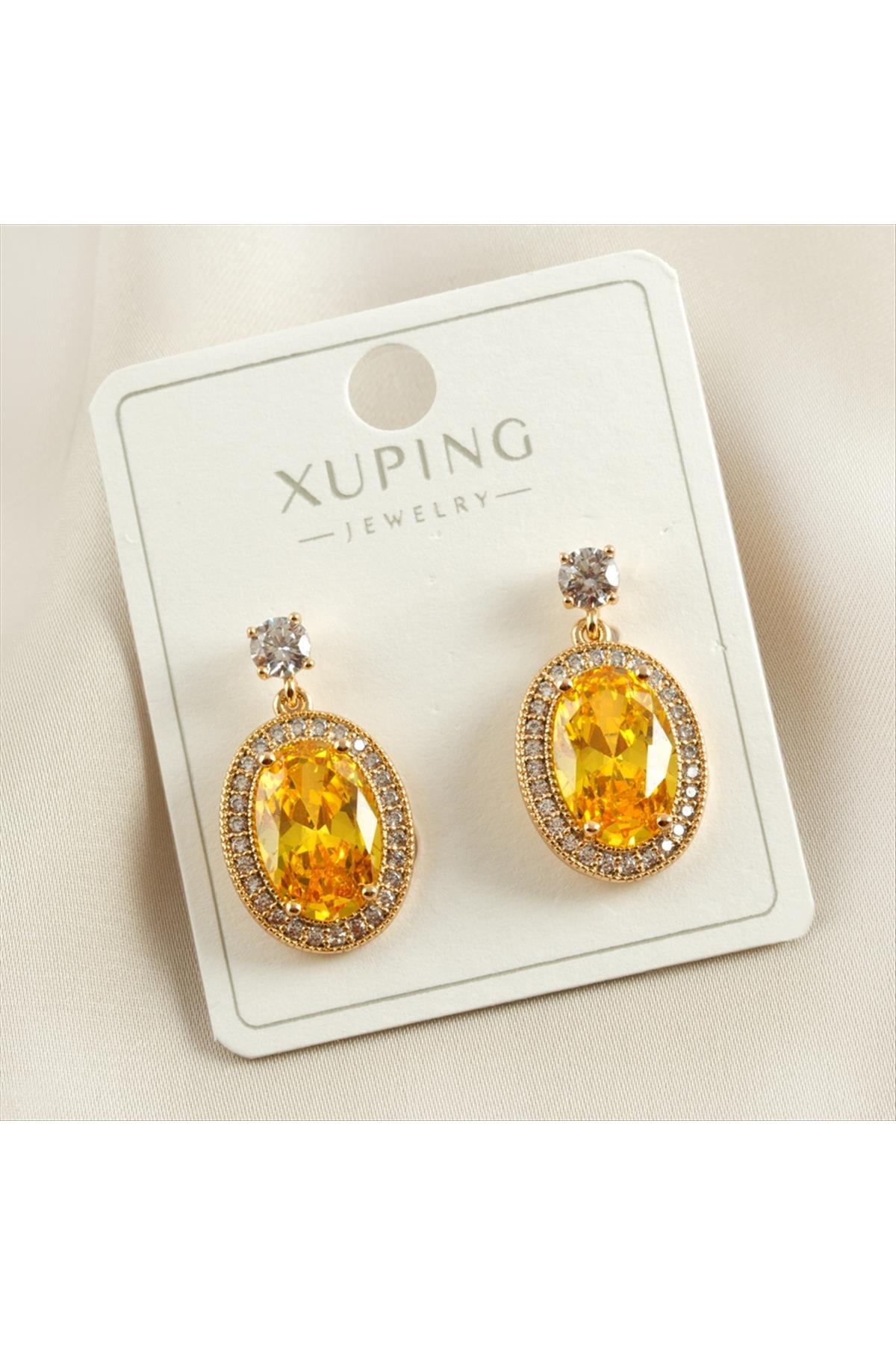 Xuping Oval Zirkon Taşlı Lüks Küpe