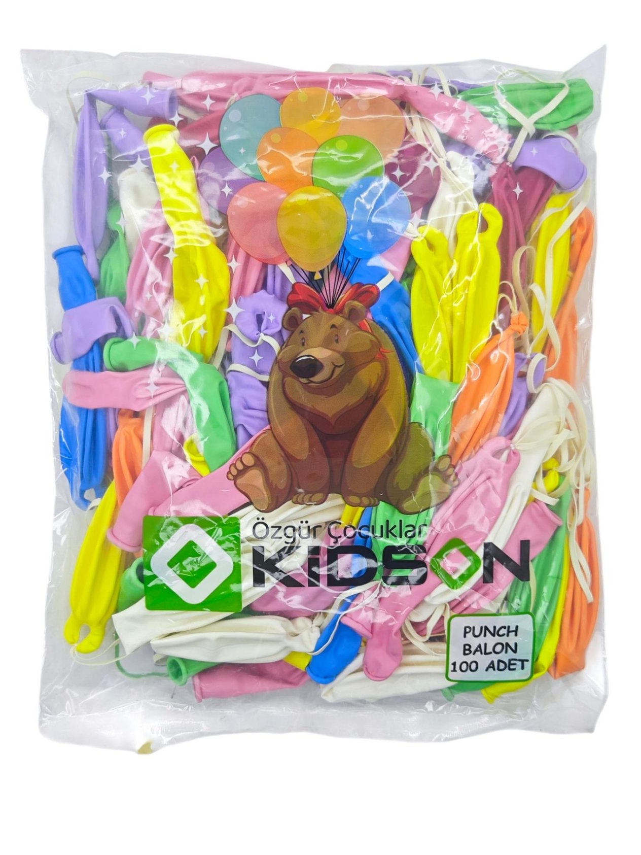 3075   Kidson 8 Renk Baskısız Punch Balon 100lü