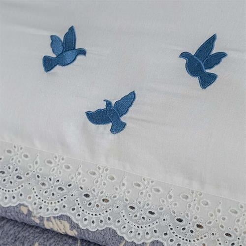 Apricitas  Timeless Prime Set Albatros İndigo Çift Kişilik%100 Pamuk Battaniyeli Nevresim Takımı