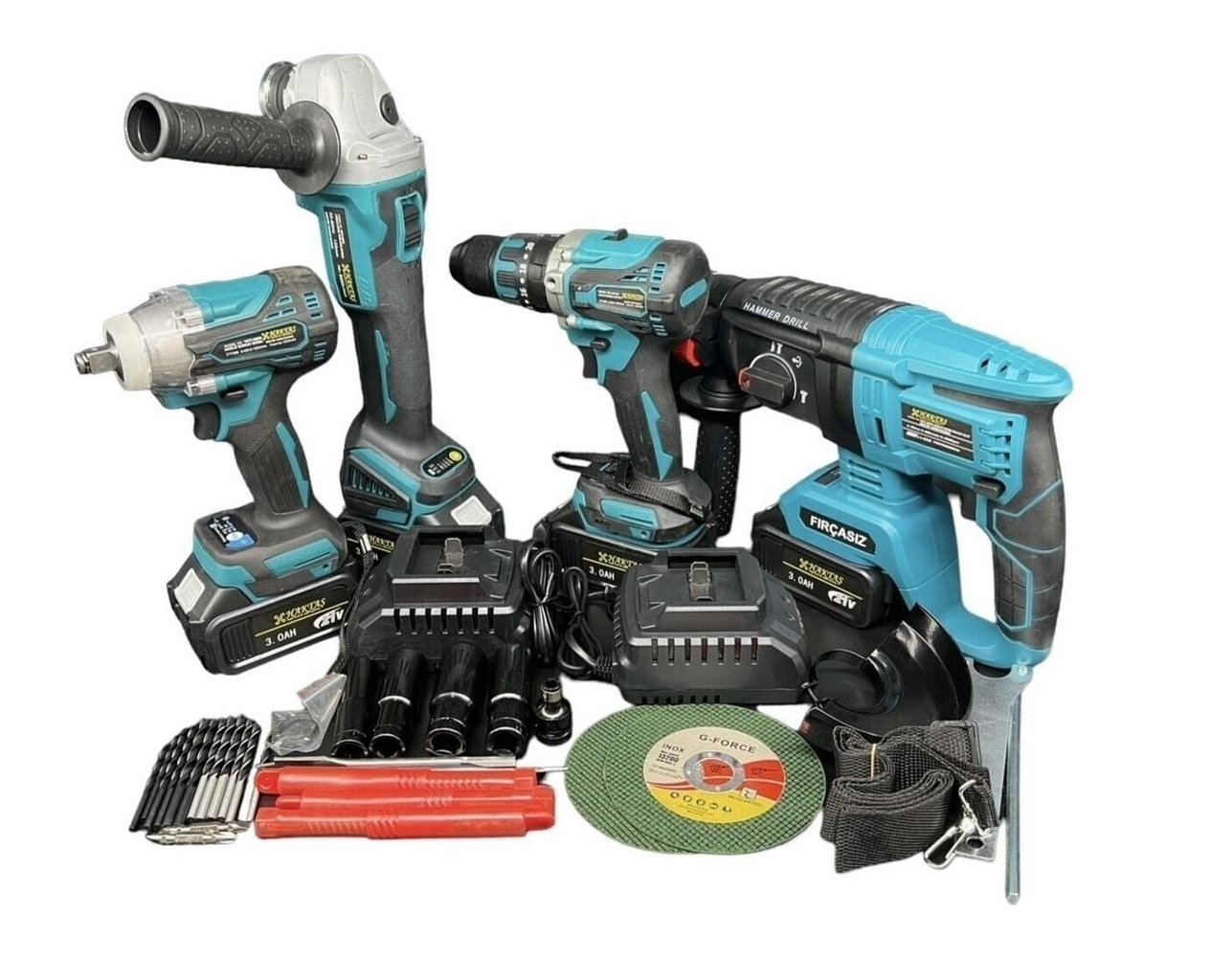 HKT-900   Haktaş 4lü Şarjlı Set - Matkap+Hilti+Somun Sıkma+İsriral