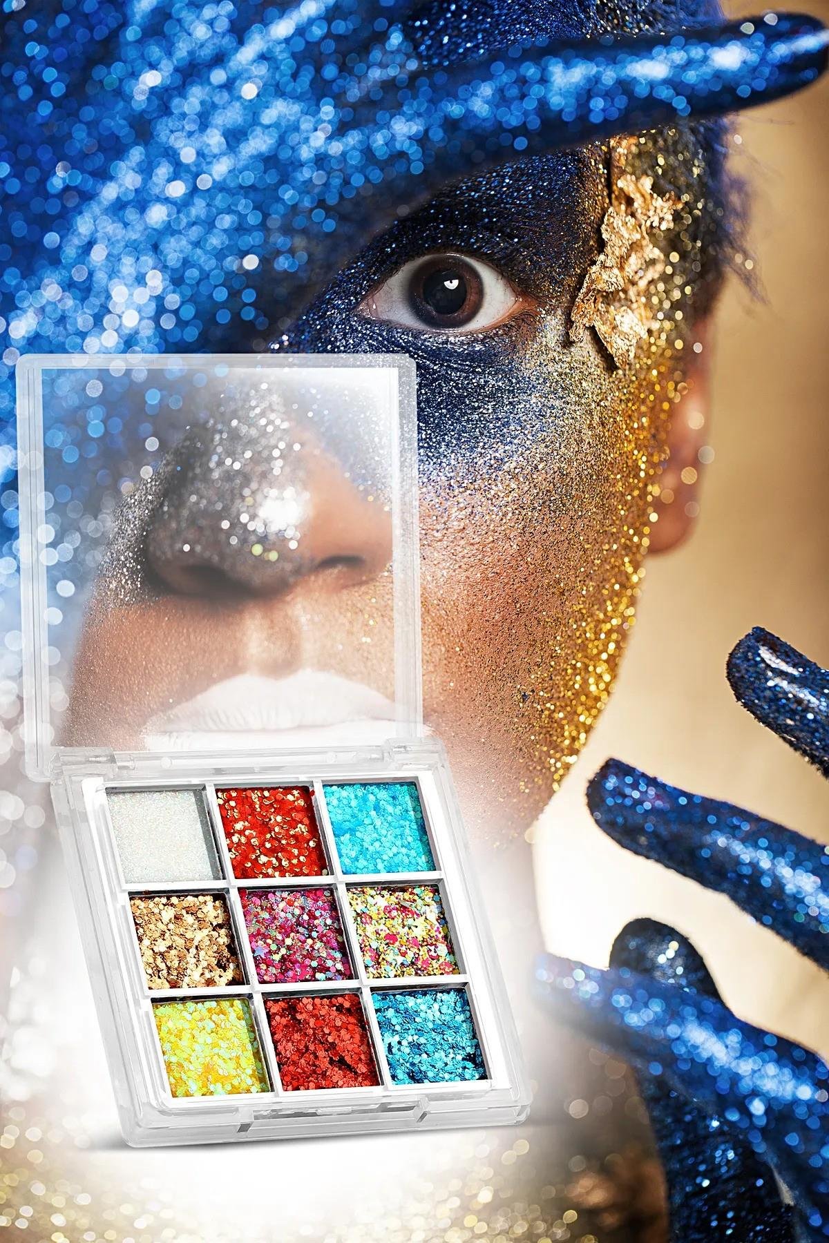 Pretty Beauty 9 Lu Glitter Simli Gel Formüllü Far