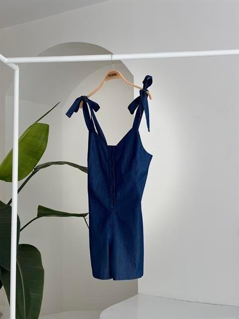 Tensel Denim Kumaşlı Mini Tulum 1363