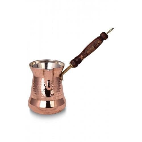 Turna Copper Sultan Coffee Pot No 3 Thick Wooden Handle 4 Cups Machine Forged Red Turna1252-1