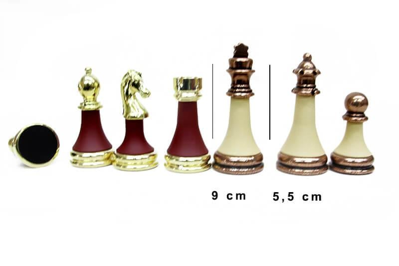 Satranç Taşı  Zamak Polyester Krem Bordo 