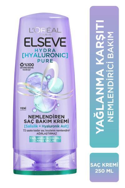 L'Oréal Paris Elseve Hydra [Hyaluronic] Pure Salisilik Asit içeren Yağlanma Karşıtı Nemlendirici Saç Kremi 250ml