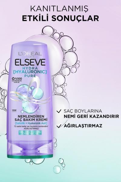 L'Oréal Paris Elseve Hydra [Hyaluronic] Pure Salisilik Asit içeren Yağlanma Karşıtı Nemlendirici Saç Kremi 250ml