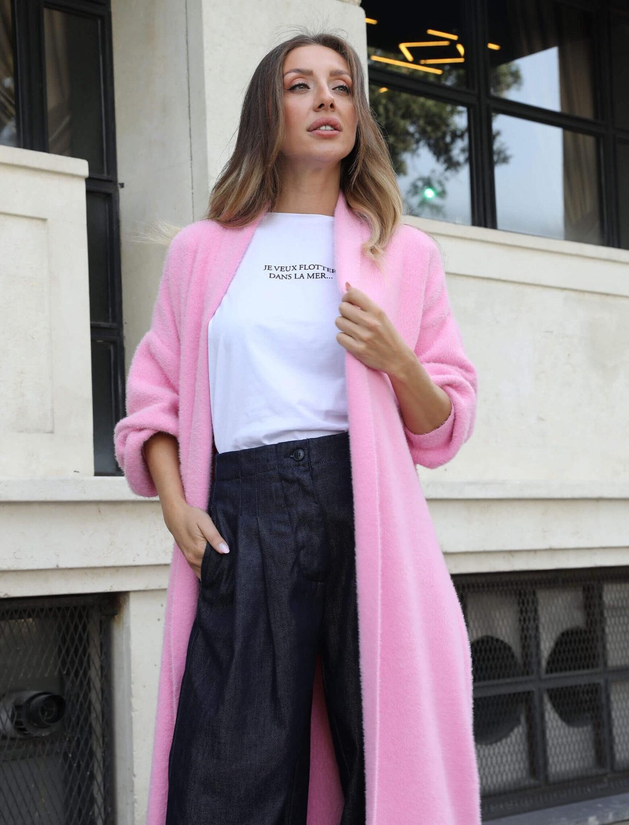 Angora Uzun Hırka Pembe