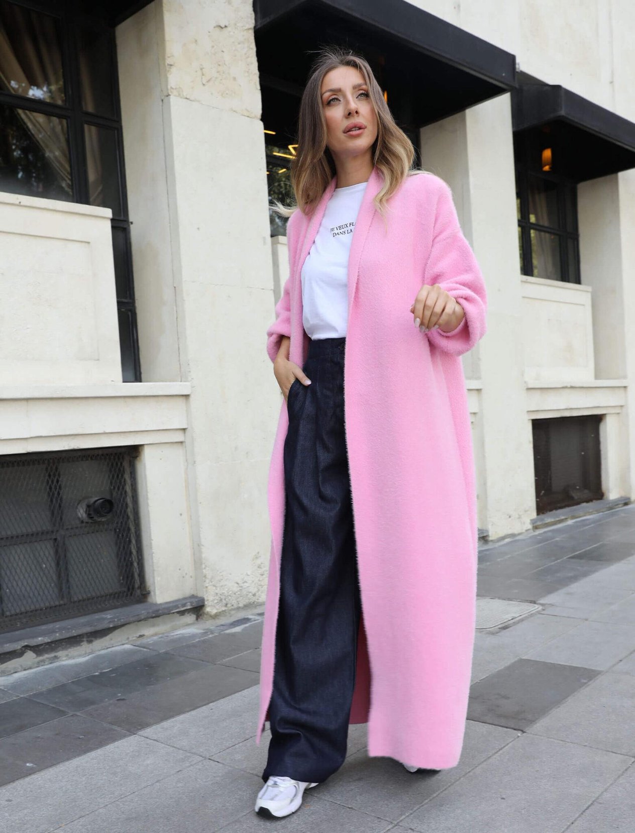 Angora Uzun Hırka Pembe
