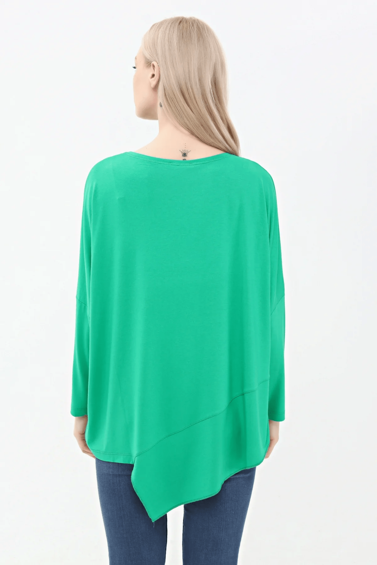 Asimetrik Basic Bluz Yeşil