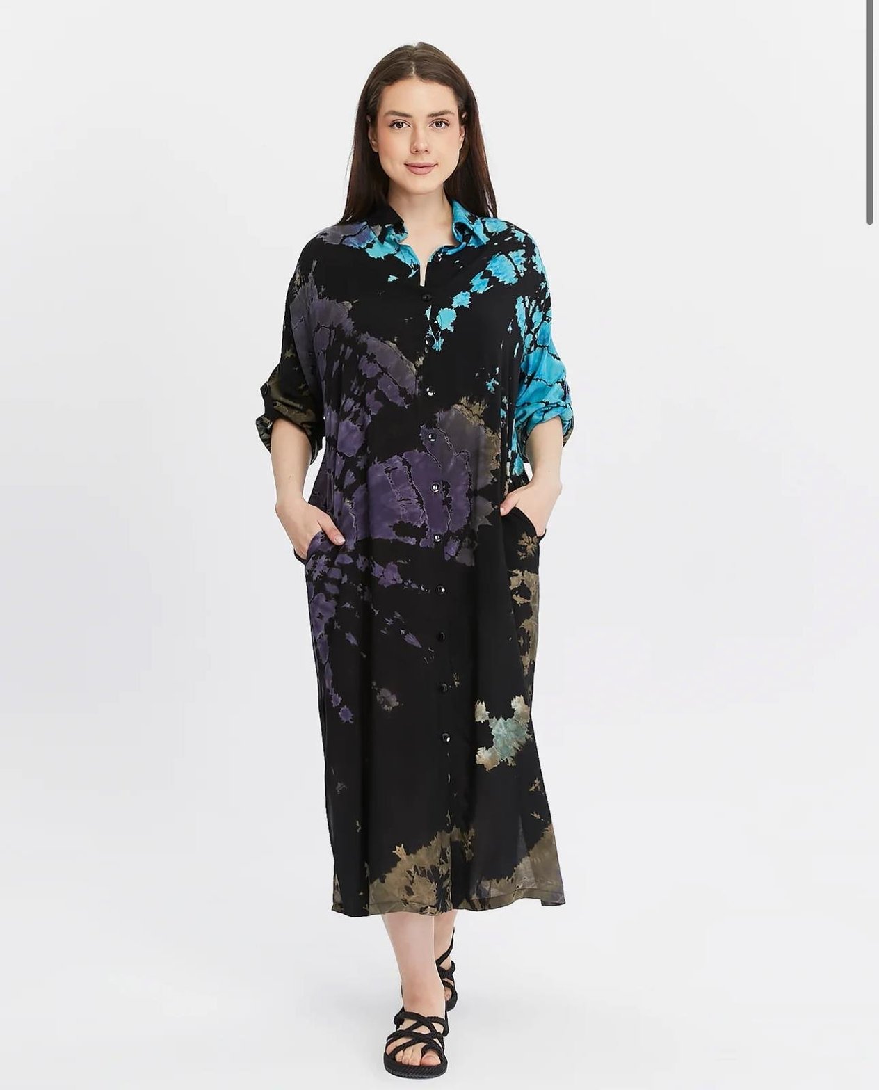Batik Gömlek Elbise Siyah
