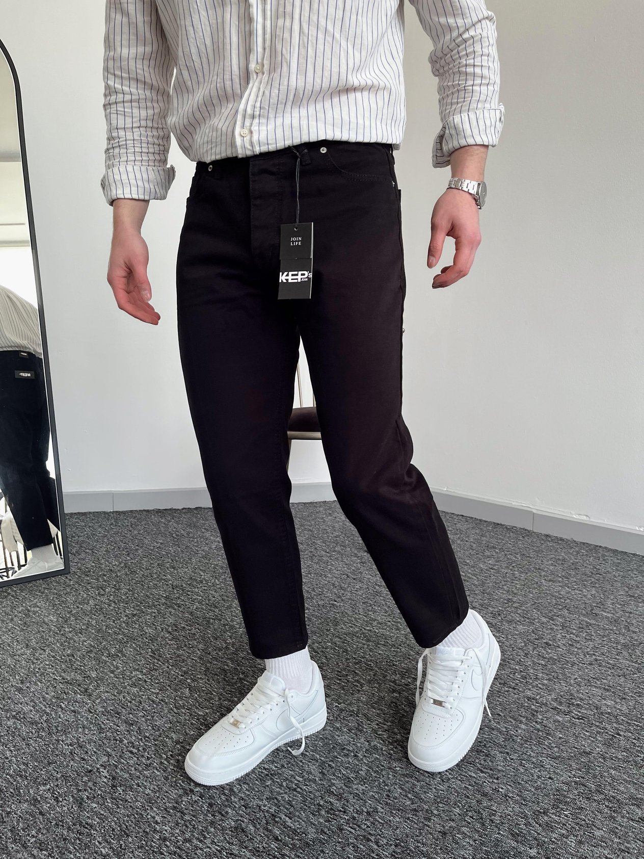 Erkek Boyfrend Rahat Regular Jeans-Siyah(E1002)Ketench