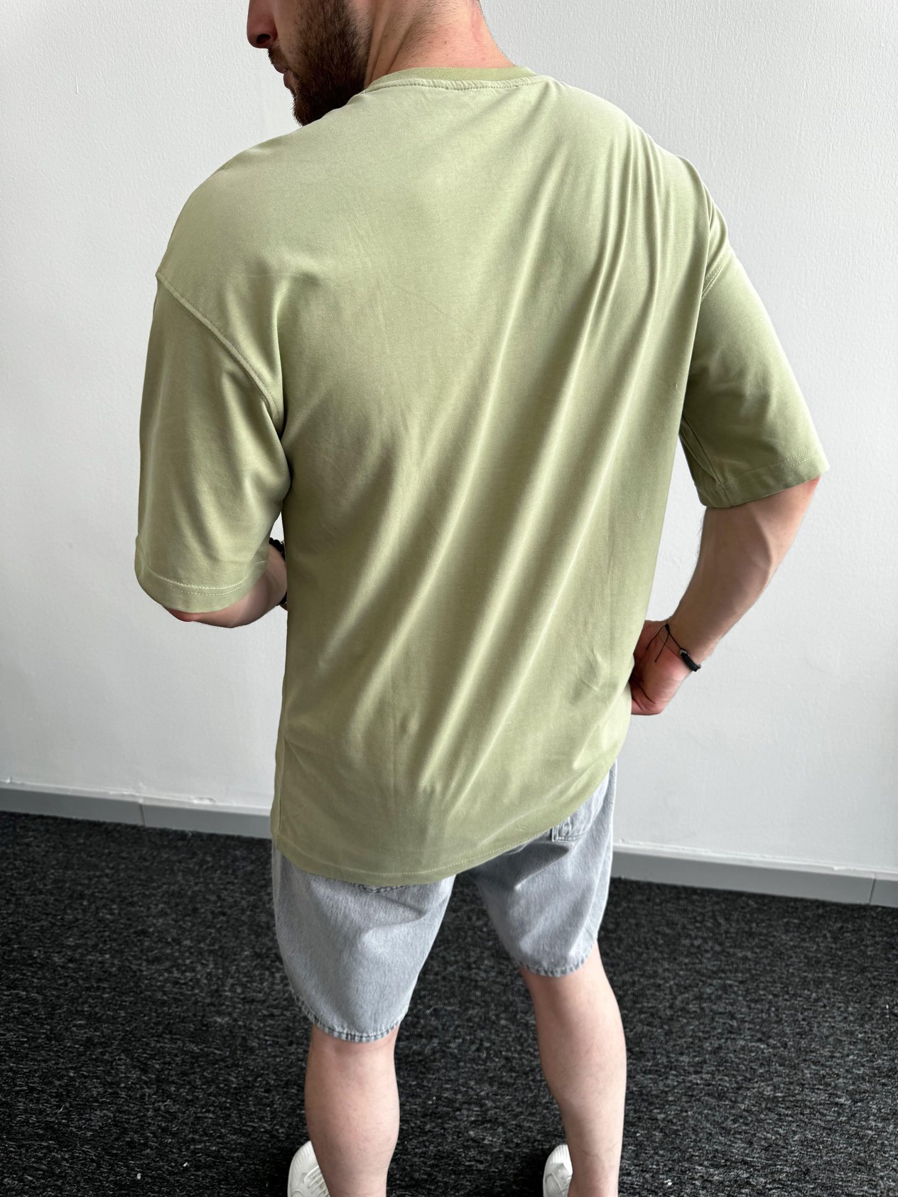 Erkek Premium Pamuklu Düz Oversize T-Shirt-Haki(E1090)Ketench