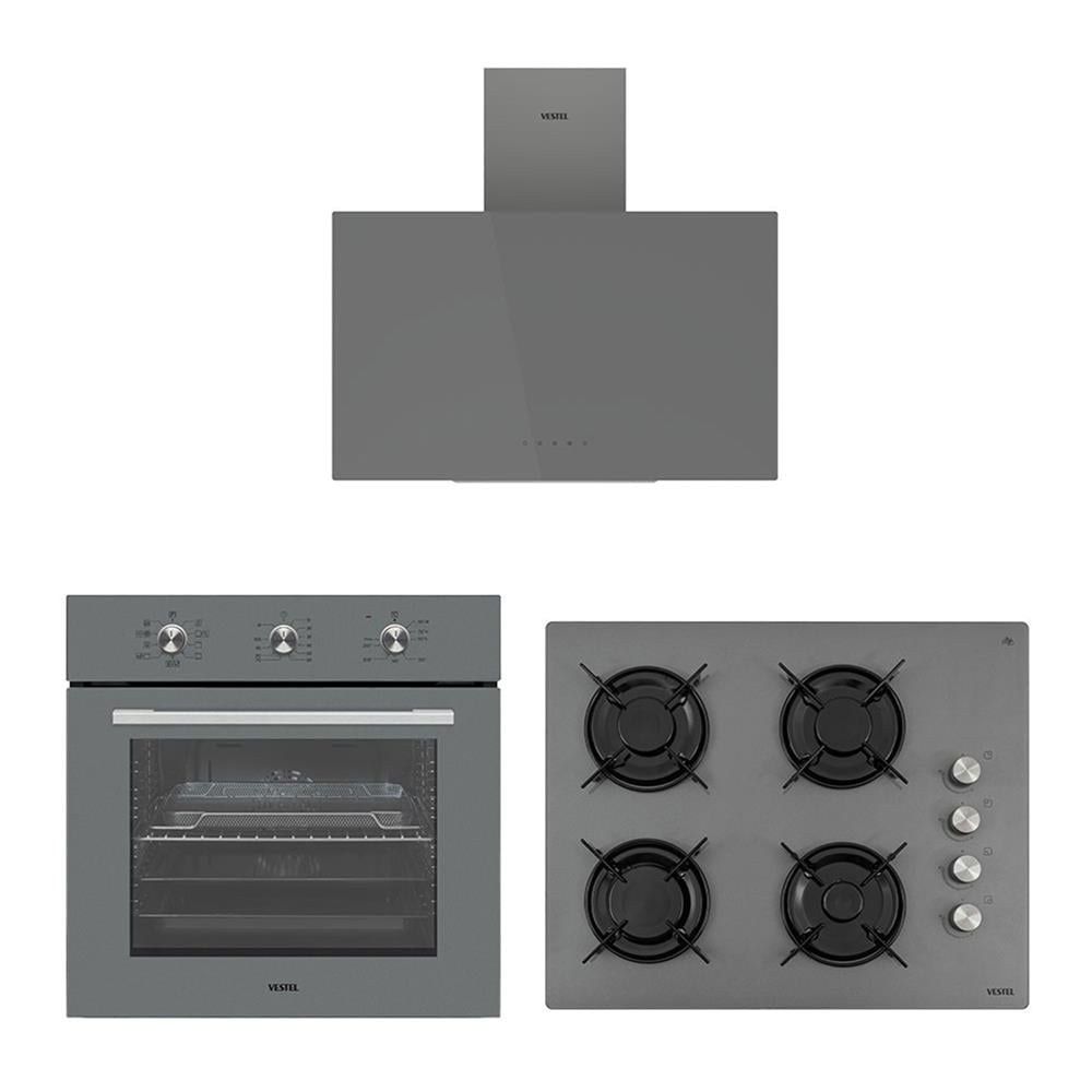 Vestel Ankastre / Eğik Gri Cam Ekonomik Set 2