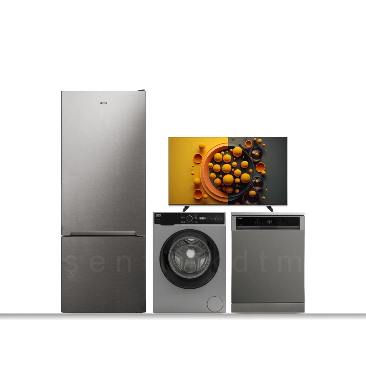 Vestel NFK 52011 X NO-FROST 520 LT BZD+BM 5312 X 5 PRG BM+CMI 87302 G 8 KG ÇM+50U9631 126 Ekran 4K Smart TV