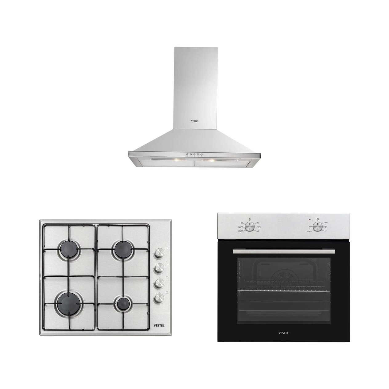 Vestel Piramit Gümüş Doğal Lezzet Set 1 (5661-6004-6001) Ankastre