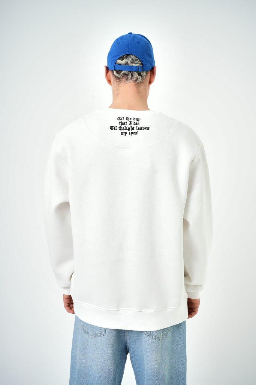 Erkek Palmiye Desenli Baskılı Bisiklet Yaka Oversize Sweatshirt