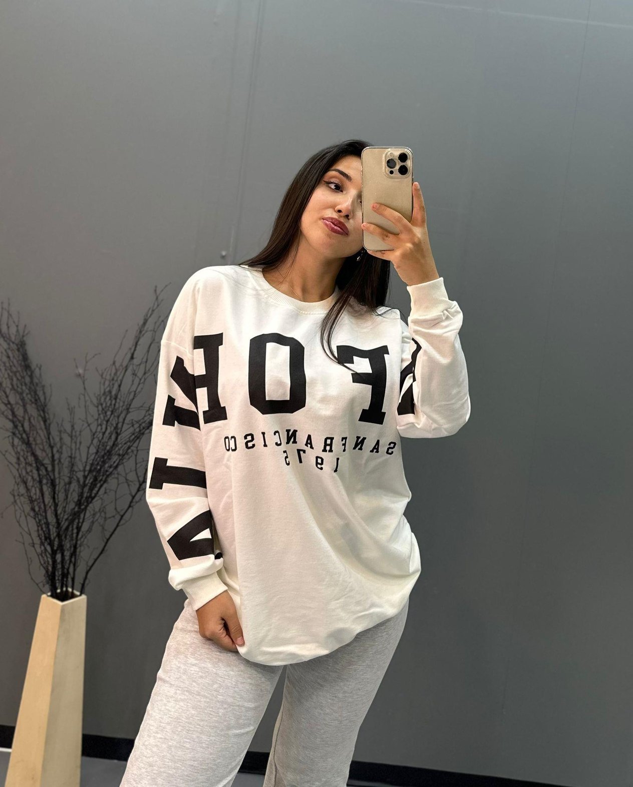 Beyaz İnce Sweatshirt