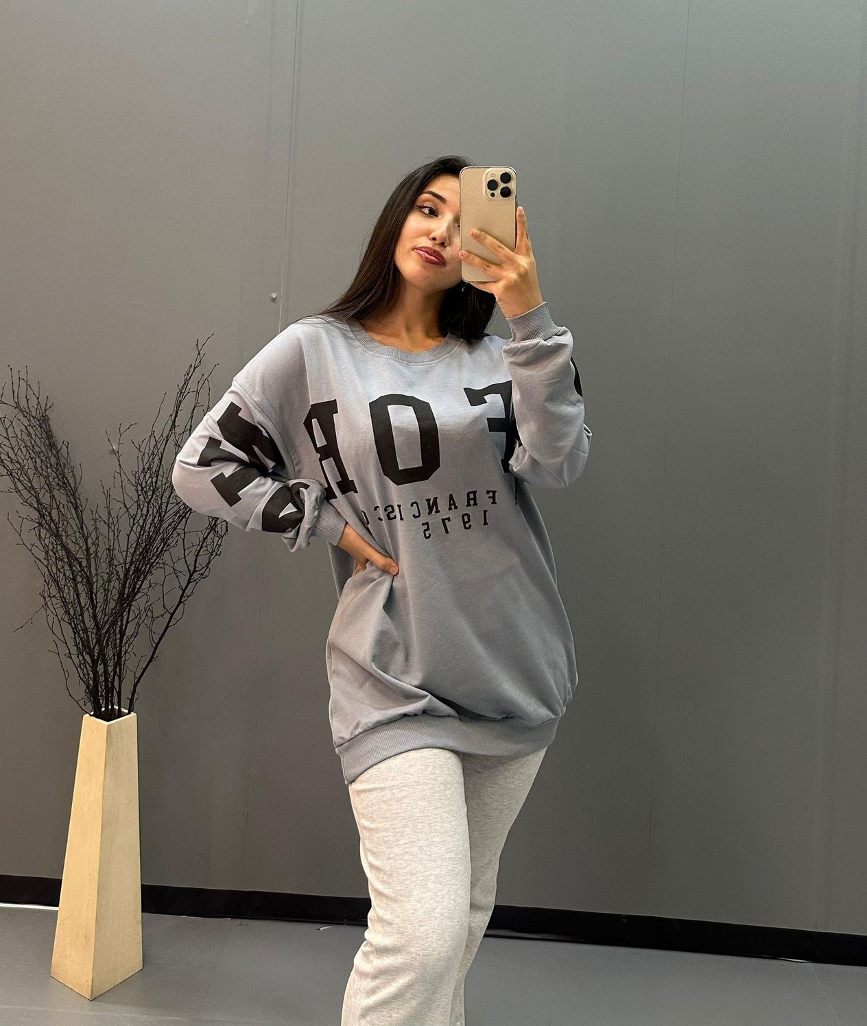 Gri İnce Sweatshirt
