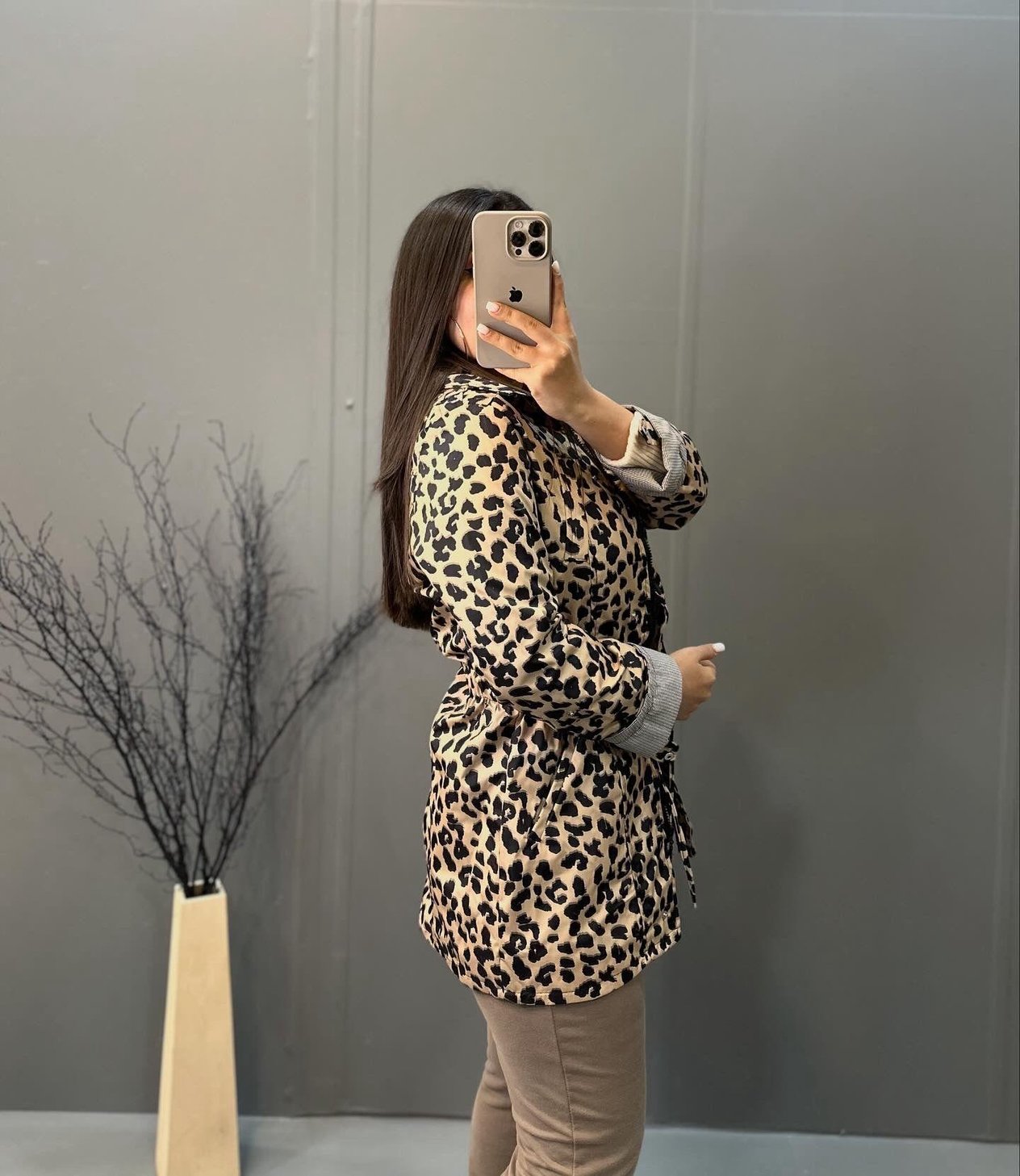 Leopar Desenli Trençkot