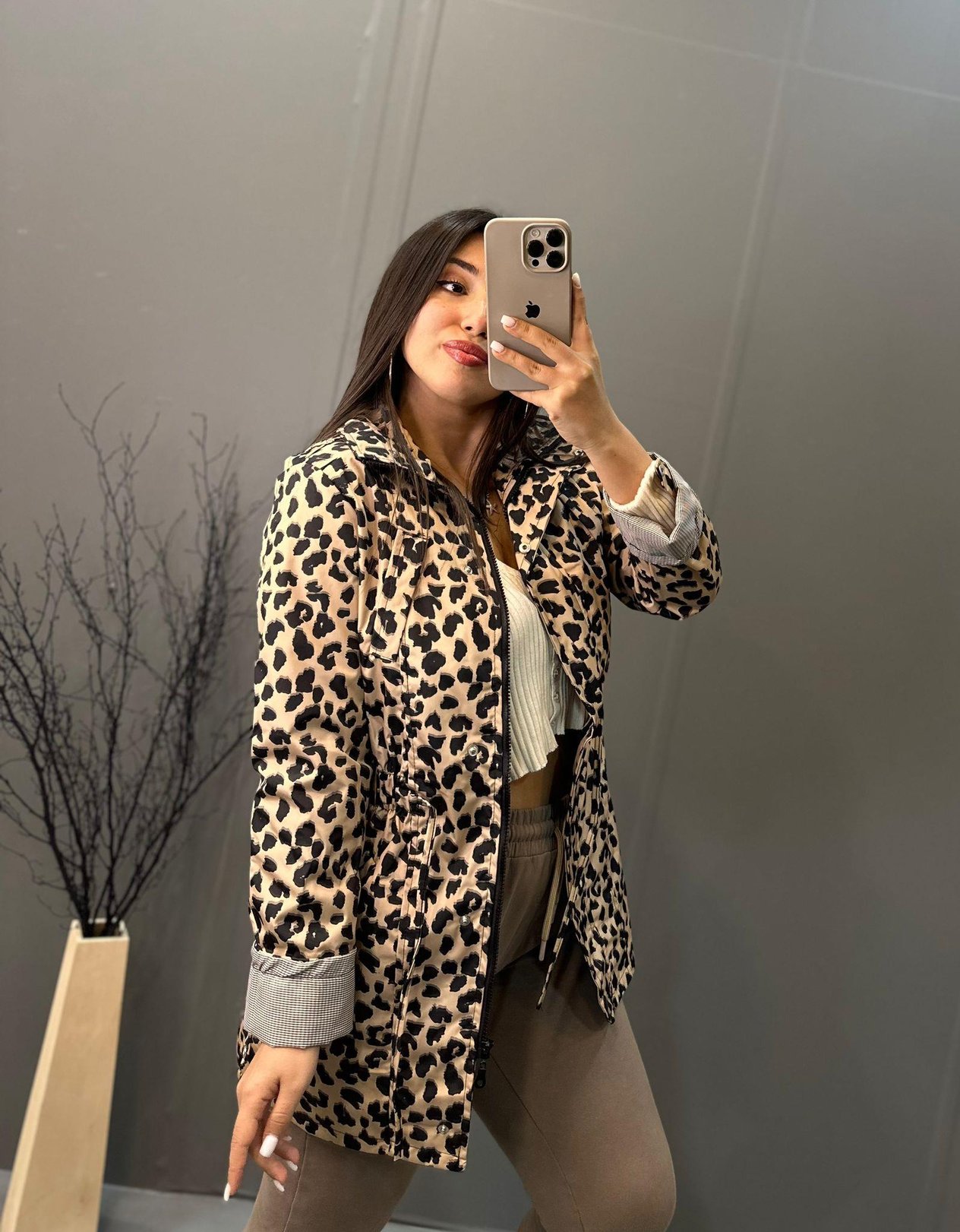 Leopar Desenli Trençkot