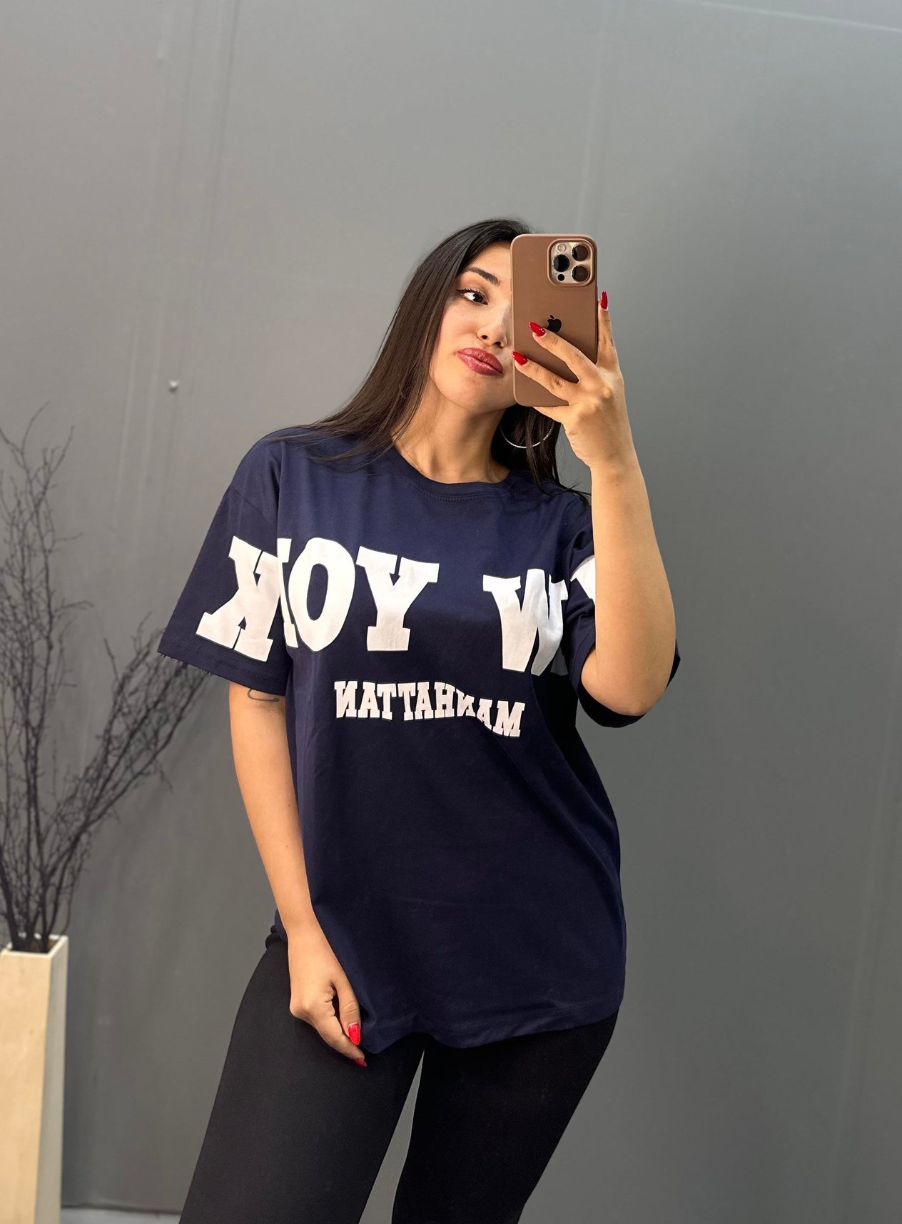 New York Baskılı T-Shirt Lacivert