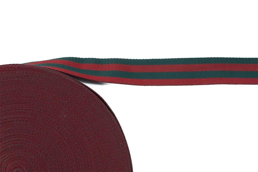 Kırmızı Yeşil Şerit Desenli Çanta Sapı