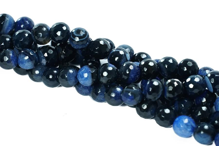 Mavi Siyah Fasetli Akik 10 mm