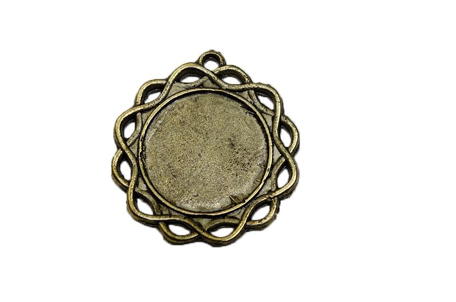 Oksit Sarı Rengi Metal Çerçeveli Kolye Ucu