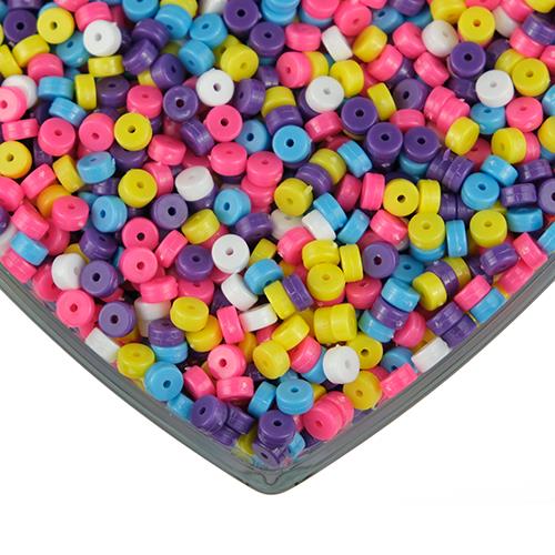 Plastik Boncuk Yassı 6 mm 50 Gr Karışık Renk Model-02